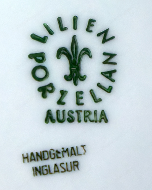 Lilienporzellan Alpenflora Glühweinservice, Mostservice, Most Krug und 6 Becher, Porzellan  Bild 4