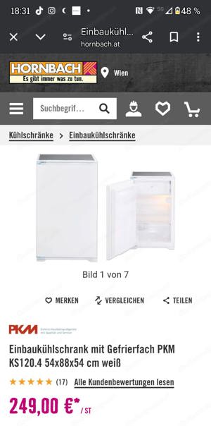 Neuer Einbaukühlschrank