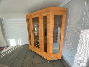 Infrarotkabine Sauna Hemlock 150 x 150, 8 Strahlern, Ionisator, LED Licht, Hifi System  Bild 5