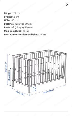 Babybett aus massiver Buche mit Schaummatratze Bild 2