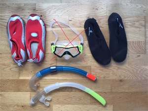 Schnorchel,  Badeschuhe, Schwimmnudel mit Verbindungsstück Bild 2