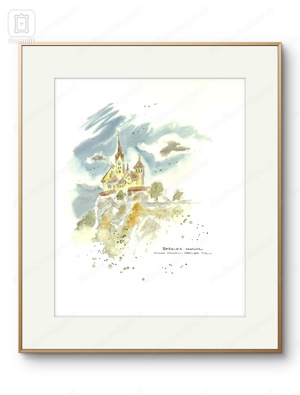 die Basilika in Aquarell