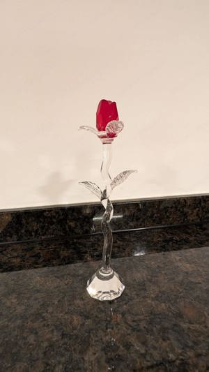 Glas Rose 17cm hoch