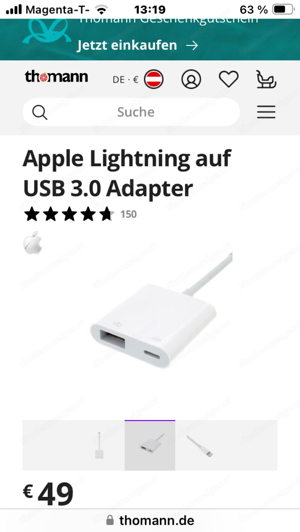 Apple Kamera-Adapter auf USB 3 Bild 2