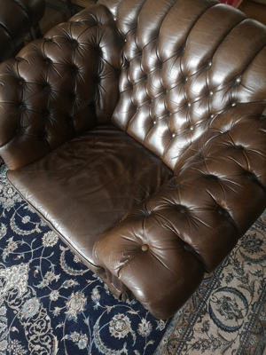 Chesterfield Sitzgruppe Leder Vintage Bild 8