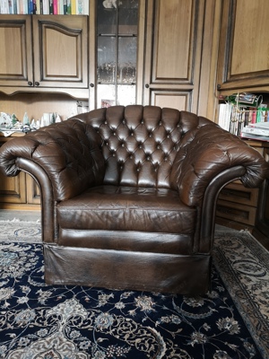 Chesterfield Sitzgruppe Leder Vintage Bild 6