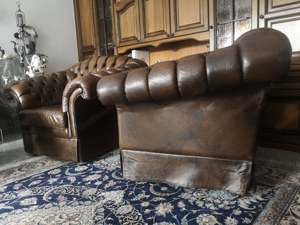 Chesterfield Sitzgruppe Leder Vintage Bild 4