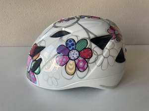 Kinder Fahrradhelm - Alpina Ximo Flash - 49-54cm - 226g - weiß mit bunten Blumen - Mädchen Bild 3