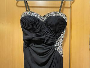 Abendkleid drapiert mit Strass und Schlitz Bild 2