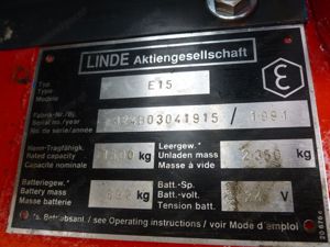 Linde E 15 Elektrostapler Stapler Gabelstapler Frontstapler Bj.91 4740 Betr.Std. Bild 6