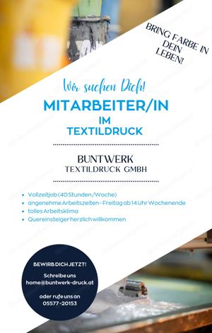 Textildrucker*in Vollzeit in Lustenau gesucht