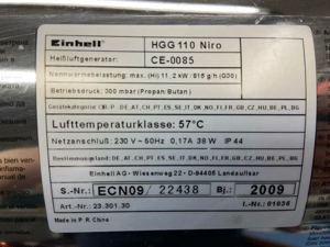 Einhell HGG 110 Niro, Heißluftgebläse, Gasheizung Bild 4