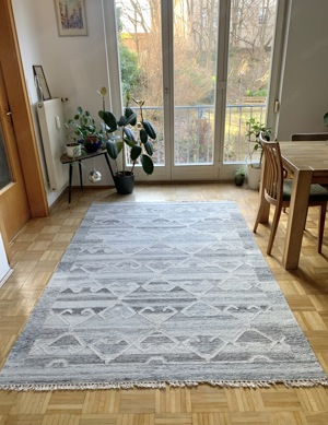 Handwebe-Teppich 160x230cm, Linea Natura, Schurwolle Baumwolle Viskose