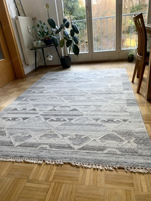 Handwebe-Teppich 160x230cm, Linea Natura, Schurwolle Baumwolle Viskose Bild 5