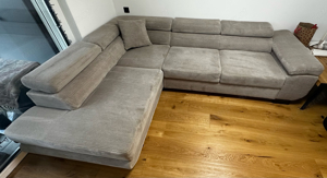 Ecksofa Kord Beige mit schlaffunktion und Stauraum Bild 2