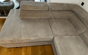 Ecksofa Kord Beige mit schlaffunktion und Stauraum Bild 4