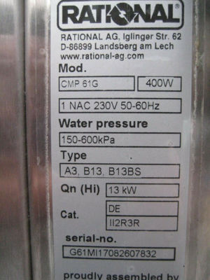 Rational CMP 61G 61 Gas Bauj. 2017 Kombidämpfer Bild 7