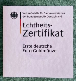 BRD Goldmünze 100 Euro Ausgabe 2002 - Übergang zur Währungsunion - Feingold - J Bild 4