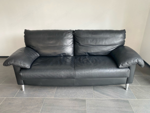 Echt-Leder-Couch schwarz Bild 2