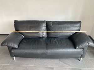 Echt-Leder-Couch schwarz