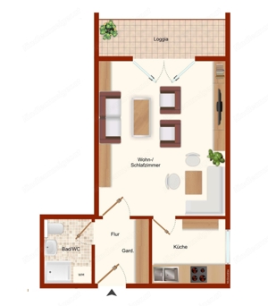 1-Zimmer-Wohnung(35 m ) mit verglastem Balkon(4m ) und Keller(4m ) in Wolfurt zu vermieten