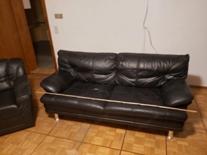 Ledercouch 3 teilig schwarz Bild 2