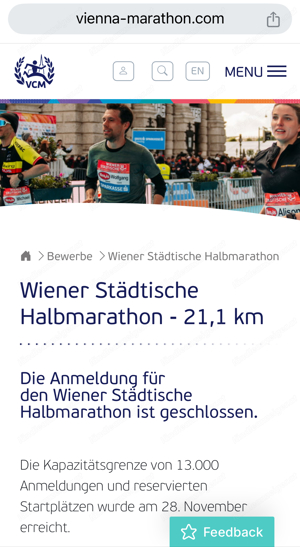 Startplatz Halbmarathon Wien