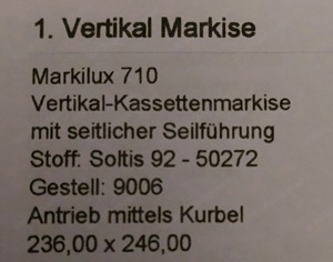 Vertikalmarkise hochwertig, sehr guter Zustand  Bild 2