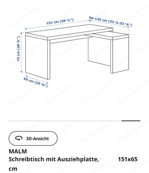 Malm Schreibtisch mit Ausziehplatte  Bild 4