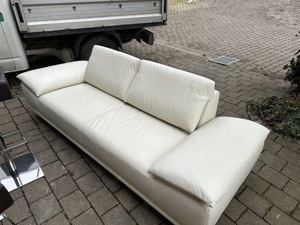 Leder Couch Creme farben Bild 2