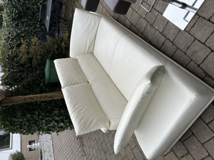 Leder Couch Creme farben Bild 3