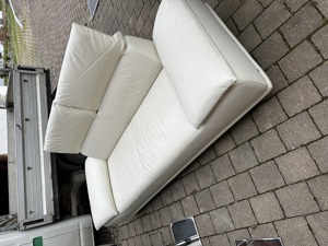 Leder Couch Creme farben Bild 4