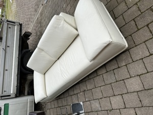 Leder Couch Creme farben Bild 5