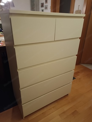 IKEA MALM Kommode mit 6 Schubladen, weiß, 80x123cm Bild 2