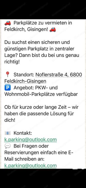 Parkplätze zu Vermieten 