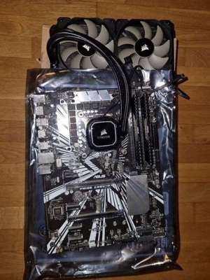 Mainboard + Prozessor + Arbeitsspeicher + Aio Wasserkühlung