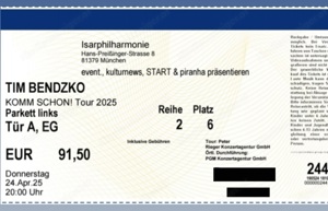 Tim Bendzko Tickets München 