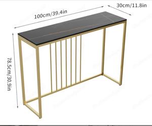 Konsolentisch, Beistelltisch neuwertig, Sideboard mit Gold Marmor Metallgestell, Bild 3