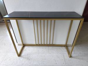 Konsolentisch, Beistelltisch neuwertig, Sideboard mit Gold Marmor Metallgestell,