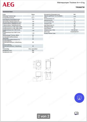 AEG Waschmaschine + Wärmepumpen Trockner 1. Jahr alt Bild 2