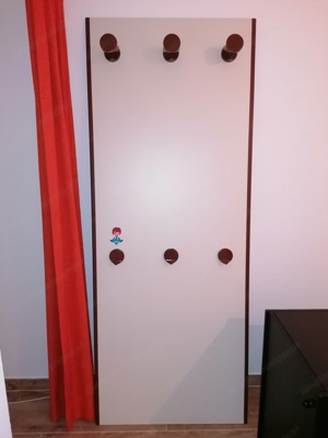 Garderobe Vintage weiß mit 6 braunen Aufhängemöglichkeiten