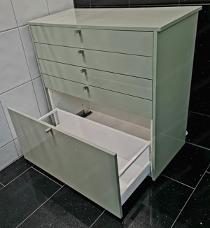 RESERVIERT - Kommodenschrank   Sideboard mit 5 Schubladen, mintgrün hochglänzend, 86x42x84cm Bild 3