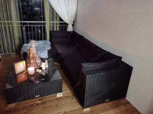 Rattan-Lounge schwarz