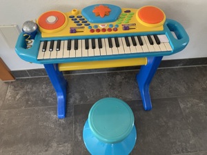 Kinder, Keyboard mit Mikrofon und Hocker Bild 5