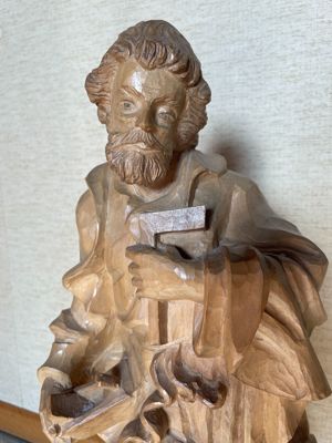 Schnitzfigur "Hl. Josef mit Hobel und Winkel" Bild 2