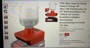 Einhell Akku Lampe