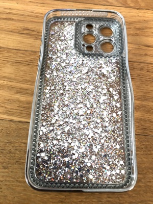 iPhone Hülle 15 Pro Max silbrig glitzernd NEU Bild 2