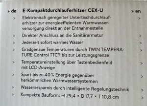 E-Kompaktdurchlauferhitzer Clage CEX-U Bild 2