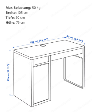 MICKE IKEA Schreibtisch Weiß Bild 2