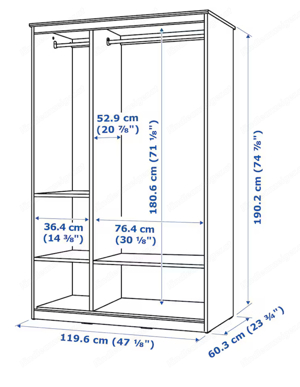 Songesand Ikea Kleiderschrank, Weiß,120x61x191cm Bild 2